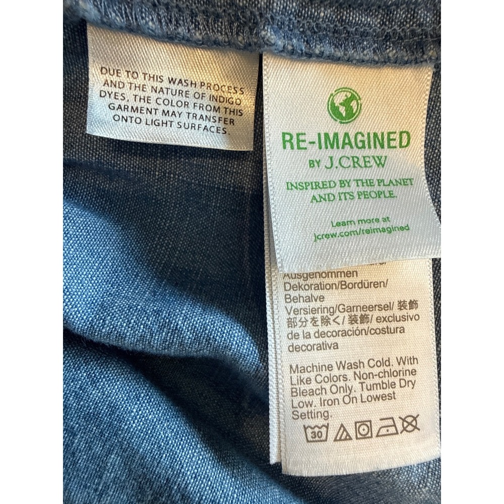 J.Crew Re-Imagined Chambray Tiered Mini Dress Smocked Cuff Prairy/Cottagecore 6 - Picture 5 of 12